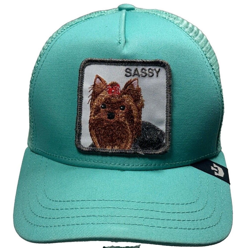 Goorin Bros. Sassy Lady Trucker Hat One Size Teal Green Yorkshire Terrier